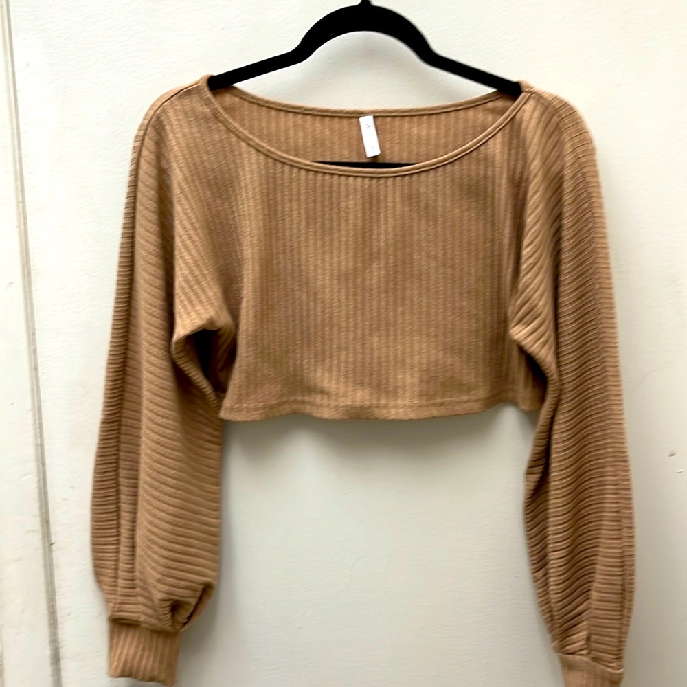 Wanna This Long Sleeved Ribbed Crop Top Size Large